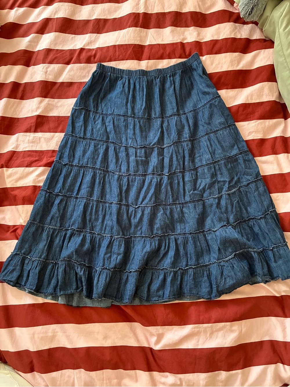 Metro Wear Blue Tiered A-Line Denim Skirt